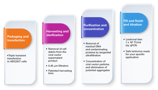 Process for generating high-titer lentiviral particles