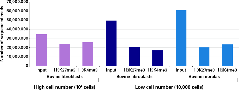 Number of sequenced reads per condition