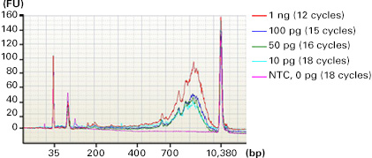 cDNA generated with a SMARTer Ultra Low kit from various RNA amounts