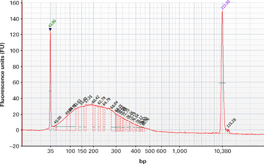 Covaris-sheared cDNA prior to library prep