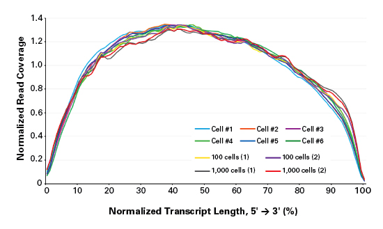 Figure 4. Normalized gene body coverage of RNA-seq libraries