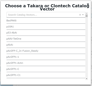 Choosing a Takara or Clontech vector window