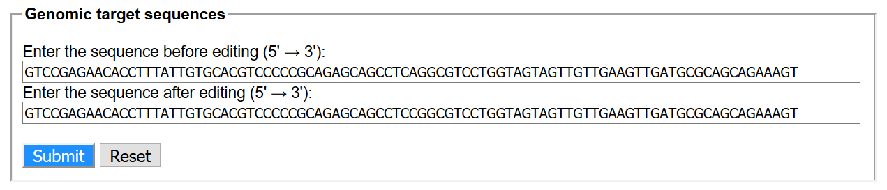 Oligo design tool input