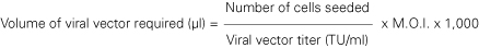 Formula for volume of viral vector for transduction