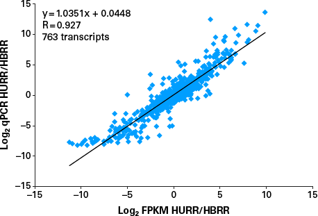 MAQC analysis shows high accuracy and strong correlation with pPCR data