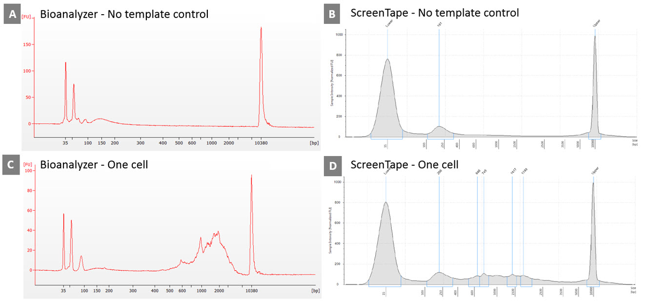 Comparison of electropherogram traces from Agilent