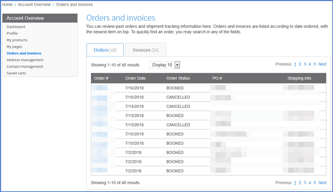 Orders and invoices